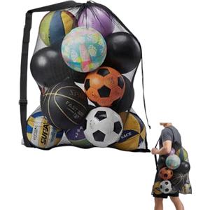 YIPFEN KAKFEL Sacca Rete Porta Palloni Grande Pieghevole, Borsa Sportiva Robusta con Coulisse e Tracolla per Calcio, Pallacanestro, Pallavolo, Rugby