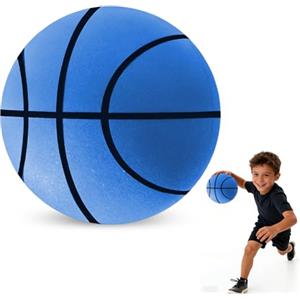 Peelanmall Silent - Palla da basket per interni, 24 cm, in schiuma ad alta densità, per allenamento in camera, leggera (blu)
