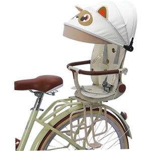 Goutdori Seggiolino per Bici per Bambini Seggiolino per Bici Posteriore Sicuro e Confortevole con Design Pieghevole reclinabile Regolabile per riporlo Facilmente Beige