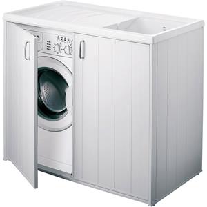 Negrari Lavatoio coprilavatrice con mobile in PVC colore bianco 109x60 cm mod. Silvestro