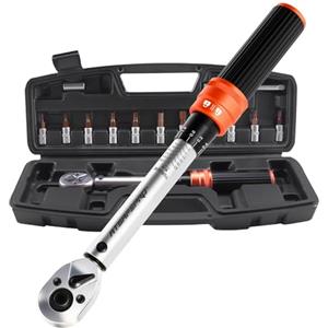 ATsafepro 14 Pezzi Chiave Dinamometrica 1/4", 1-25 Nm Chiavi Dinamometriche Bici, 72 Denti,Prolunga, 3/8" Adattatore, Punte (Esagonali e Torx), per La Riparazione Biciclette, Motociclette
