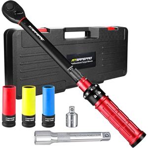 ATsafepro Chiave Dinamometrica 1/2'', 20-230 Nm Kit Chiave Dinamometrica Auto 7 Pezzi con 3 Punte (17mm, 19mm, 21mm), Adattatore 1/2"-3/8", Barra di Estensione 125 mm, Precisione ±3%
