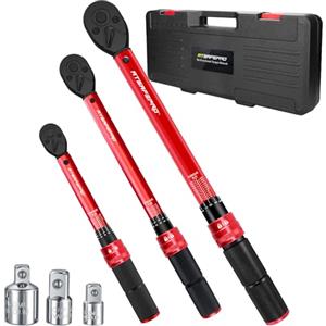 ATsafepro 6 Pezzi Chiave Dinamometrica Set 1/4", 3/8", 1/2",1-25Nm, 5-60Nm, 20-230Nm Chiave Dinamometrica Bici,Precisione ±3% e 3 Adattatori per Manutenzione di Moto, Auto,Bici