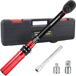 ATsafepro Chiave Dinamometrica Bici 3/8", 5-60 Nm Chiave Dinamometrica, Adattatori 1/4''&1/2'',15cm Barra di Prolunga,Alta Precisione ±3% Adatto per la riparazione di Auto, Moto e Camion