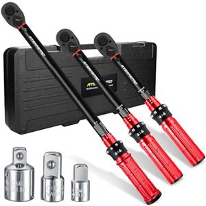 ATsafepro Chiavi Dinamometriche Set 1/4" 3/8" 1/2", 6 Pezzi con Cricchetto Reversibile 72 Denti, Chiave Dinamometrica per Bici, Moto e Auto, Gamma di Coppia 3-25 Nm, 5-60 Nm, 20-230 Nm
