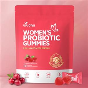 VivoNu Gommose Probiotiche per Donne - 60 Pezzi | Supporto alla Salute Intima con Prebiotici e Mirtillo Rosso | Promuove il Bilanciamento del pH, il Bilanciamento del Lievito e la Salute Immunitaria