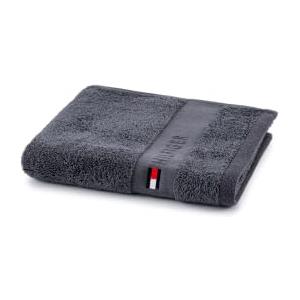 Tommy Hilfiger - Asciugamano per ospiti, color grigio, spugna boucle, 520 g/m², 100% cotone pettinato, passamaneria jacquard e ricami, morbido e assorbente, 40x60 cm