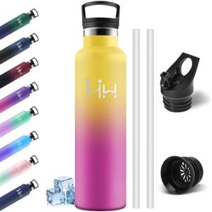 Mulbijeo Borraccia Termica 1000ML, 18/8 Acciaio Inox, Bottiglia Termica Bambini, Senza BPA, Sottovuoto a Doppia Parete, Bottiglia Termiche con Cannuccia, Borracce per Scuola, Sport, Outdoor