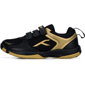Hundred Court Star Non-Marking Badminton Shoes for Boys (Black/Gold, EU 36/UK 3/US 4) | Lightweight | X-Cushion Protection | Suitable for Indoor Tennis/Squash/Table Tennis/Basketball & Padel