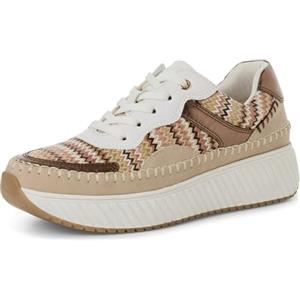 MARCO TOZZI Sneaker da donna piatte con lacci, suola Chunky, Cream Comb, 36 EU