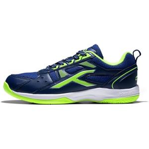 HUNDRED Raze Kids/Junior Non-Marking Professional Badminton Shoes (Navy Blue/Lime, UK 5/US 6/EU 39) | Polyester Upper, Rubber Sole | Indoor Tennis, Squash, Table Tennis, Basketball & Padel