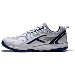 HUNDRED Raze Kids/Junior Professional Non-Marking Badminton Shoes (White/Navy, EU 39/UK 5/US 6) | Durable Faux Leather | Indoor Tennis, Squash, Table Tennis, Basketball & Padel