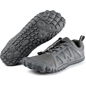 FREE SOLDIER AICALL Barefoot Shoes Uomo Trekking Trail Running Scarpe Acqua Barefoot Scarpe da Palestra Traspiranti Scarpe da Scoglio Punta Larga e Suola a Goccia Zero Scarpe da Immersione Uomo(Grigio,41 EU)