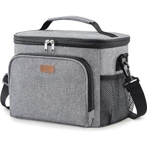 Lifewit Borsa Termica Porta Pranzo, Borse Frigo Piccola Pranzo Ufficio per Uomo e Donna, Impermeabile Lunch Bag con Tracolla per Lavoro, Mare, Viaggio, Grigio, 24L