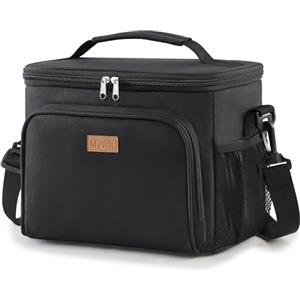 Lifewit Borsa Termica Porta Pranzo, Borse Frigo Piccola Pranzo Ufficio per Uomo e Donna, Impermeabile Lunch Bag con Tracolla per Lavoro, Mare, Viaggio, Nero, 24L