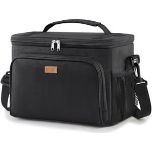 Lifewit Borsa Termica Porta Pranzo, Borse Frigo Piccola Pranzo Ufficio per Uomo e Donna, Impermeabile Lunch Bag con Tracolla per Lavoro, Mare, Viaggio, Nero, 33L