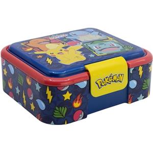 STOR Porta Pranzo Pokémon per Bambini con 3 Scomparti - 1786ml - Lunch Box Robusta in Plastica Senza BPA - Contenitore Merenda Scuola Sandwich