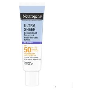 Neutrogena Crema solare viso anti-età Ultra Sheer SPF 50, 50 ml | Fluido invisibile ad alta protezione, antiossidante, con Neoglucosamina, riduce le macchie, previene le rughe
