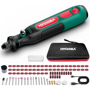 HYCHIKA BETTER TOOLS FOR BETTER LIFE HYCHIKA Mini Trapano,3.6V Utensile Rotante Multifunzione con 77 Accessori per Foratura,Levigatura,Lucidatura,Incisione,Mini Trapano con velocità regolabile e ricarica USB-C,Ideale per piccoli DIY.