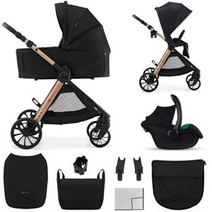 kk Kinderkraft Kinderkraft VESTO 2, passeggino trio 3 in 1, travel system neonato con carrozzina, ovetto auto MINK PRO 2, seduta reversibile, chiusura compatta, ruote EVA, Nero
