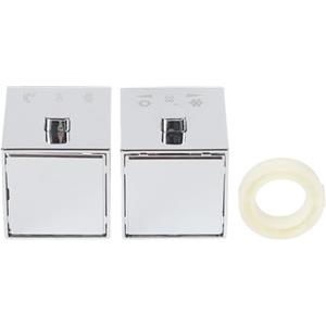 MKTOLHUS 1 paio di manopole termostatiche quadrate per doccia in plastica ABS cromata, manopole di controllo con vite di arresto per anello per miscelatore da bagno valvola argento