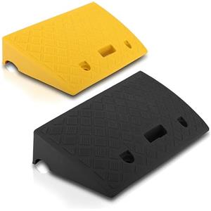Pyle Rampe per Cordoli in Plastica Leggere e Portatili, Set di Rampe di Soglia in Plastica Resistente da 2 Pezzi per Vialetto, Zona di Carico, Auto, Camion, Scooter, Moto, Mobilità su Sedia a Rotelle