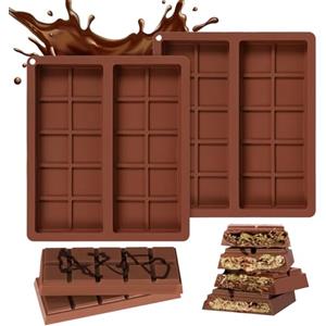 Wekuw 2 Pezzi Dubai Chocolate Stampi in Silicone 2 Cavità Cioccolata Dubai Stampo per Torrone Stampo Cioccolato Tavoletta,Stampi Cioccolatini per Cottura di Dolci e la Decorazione di Torte