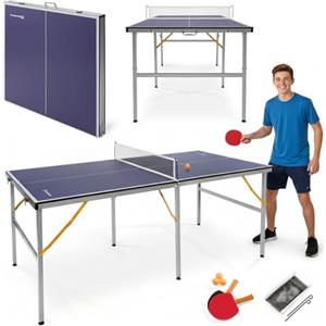 HyperMotion Tavolo da ping pong pieghevole ping pong per bambini e adulti, modello compatto per la casa con rete, racchette e palline