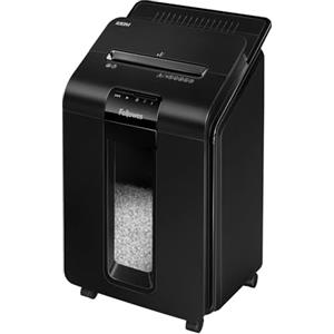 Fellowes distruggi documenti ibrido a miniframmento 100M, funzionamento automatico e manuale, 100 fogli, per casa e piccolo ufficio, distruggidocumenti silenzioso e con modalità riposo, nero
