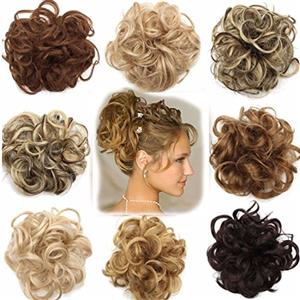 Rich Choices Hair Extension Clip Capelli Veri Chignon Updo Bun Ponytail Scrunchie Parrucchino Capelli Ricci Mossi Posticci Castano chiaro a biondo cenere