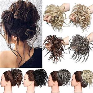 Rich Choices Extension clip capelli veri Disordinato Pelo arruffato Pezzo Scrunchies panino ondulato Elastico Chignon Coda di cavallo Mix nero vino rosso