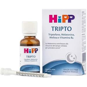 HiPP- HiPP TRIPTO, Integratore Alimentare, per un Sonno Ristoratore, Sonno, Addormentamento, Bambini, Triptofano, Melatonina, Melissa, Vit. B6. Flacone 30 ml, Senza Glutine