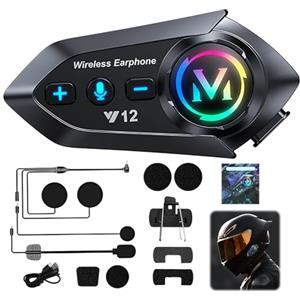 Synclum Interfono Moto Bluetooth 5.4 per 2 Motociclisti, Auricolare Casco Moto con Doppio Chip Audio, Comunicatore Casco Moto 500 m, Riduzione Rumore DSP+CVC, Batteria 500 mAh, IP56, Condivisione Musica