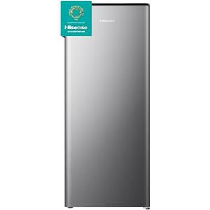 Hisense RR220D4BDE - Frigorifero autoportante retrò, capacità 165 litri con contenitore per ghiaccio a 4 stelle, sbrinamento automatico, portabottiglie per vino, colore argento, classe E, 128 x 51,9 x
