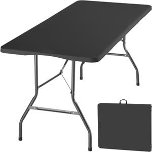 tectake® Tavolo da Esterno 180x70x74 cm, Tavolo Pieghevole a forma di Valigetta, Struttura in Acciaio, Blocco di sicurezza, Maniglia da trasporto, Tavolino da Esterno, Campeggio, Giardino - Antracite