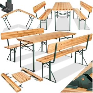 tectake® Set 3 Pezzi da Birreria, Tavolo e Panche da Esterno con Comodo Schienale, Struttura in Acciaio, Cerniere Robuste, Set da Giardino - Set da Birra con Schienale, Tavolo 170 x 69 x 76 cm