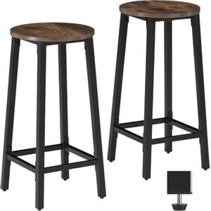tectake® Set di 2 Sgabelli da Bar, Sgabelli Cucina con Estetica Industriale, Sgabello Supporti in Acciaio Verniciato, Pannello MDF, Piedi Regolabili - 32 x 66 cm - Legno industriale scuro
