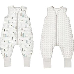 ToyaTec Sacco Nanna per Neonati con Gambe, 1.0 Tog, Confezione da 2 Pezzi, in Morbidissimo Rayon Ricavato dal Bambù, Grigio, XL