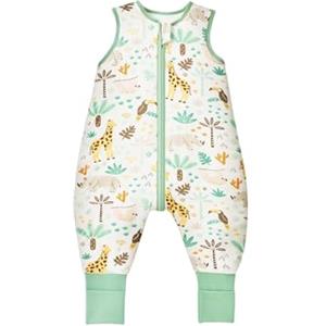 ToyaTec Sacco Nanna per Neonati con Gambe, 1.0 Tog, in Morbidissimo Rayon Ricavato dal Bambù, Senza Maniche, per Bambini e Bambine, Giraffa, Taglia M