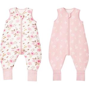 ToyaTec Sacco Nanna per Neonati con Gambe, Confezione da 2 Pezzi, in Morbidissimo Rayon Ricavato dal Bambù, Senza Maniche, 1.0 Tog, per Bambini e Bambine, Rosa, XL