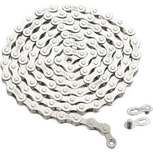 MEXITAL Catena per bicicletta a 116 maglie 6/7/8/9/10/11/12 velocità, con lucchetto a catena, acciaio al carbonio con placcatura argento completa (10 Vitesse, 1/2 x 11/128 pollici)