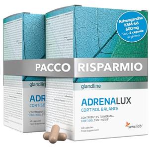 Sensilab Adrenalux - Integratore Cortisolo con Ashwagandha KSM-66 600 mg e Rhodiola Rosea - Vitamina B5, B6, Magnesio - 120 Capsule - Sensilab