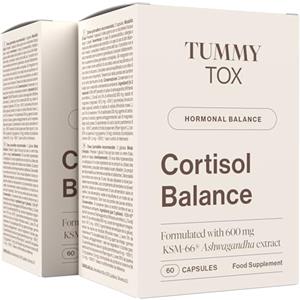 Tummy Tox Cortisol Balance - 600 mg Ashwagandha KSM-66, Rodiola Rosea con Magnesio, Vitamina B6 e Vitamina B5-120 capsule, Tummy Tox