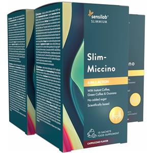 Slimjoy Sensilab Slimmium SlimMiccino XXL, Termogenico, Pre-Workout, Caffè Solubile, Caffè Verde con Inulina e Guaranà, Bevanda alla Caffeina senza Zuccheri Aggiunti, Gusto Cappuccino, 30 Bustine