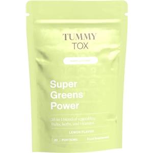 Tummy Tox Super Greens Power con Guaranà, Inulina e Tè Verde - Gusto Limone - Bevanda Supergreen in Polvere con Radice di Cicoria, Carciofo, Colina e Vitamine - 160 g - TummyTox