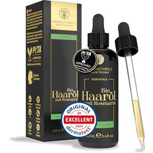 Kapua Naturals Olio di rosmarino per capelli - 100ml + ACIDO IALURONICO - Olio capelli con rosmarino + BIOTINA - Accelera la crescita dei capelli - rosemary oil - olio per capelli - Accelera la crescita dei capelli