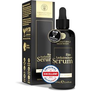 Kapua Naturals Acido azelaico viso ad alta concentrazione - 100ml - +Pantenolo +Zinco +Calendula +Escina +Estratto di Liquirizia - Siero purificante per pelle impura e sensibile✓ 100% Vegano✓ Azelaic Acid Serum