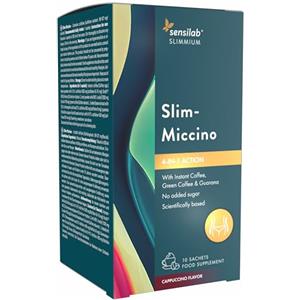 Slimjoy Sensilab Slimmium SlimMiccino, Termogenico, Pre-Workout, Caffè Solubile, Caffè Verde con Inulina e Guaranà, Bevanda alla Caffeina senza Zuccheri Aggiunti, Gusto Cappuccino, 10 Bustine