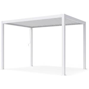 Arreditaly Pergola Bioclimatica 3x4 Metri Gazebo Con Tetto A Lamelle Orientabili Sistema Di Drenaggio Struttura In Alluminio E Acciaio Resistente Ai Raggi UV Per Giardino Terrazza E Piscina Bianco Opaco