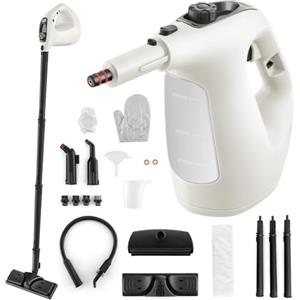 RELAX4LIFE Pulitore a Vapore Portatile 1400 W, Pistola a Vapore con Serbatoio Acqua da 400 ML con Blocco di Sicurezza per Bambini, 14 Accessori e Tempo di Utilizzo Illimitato, Senza Chimici (GRIGIO)